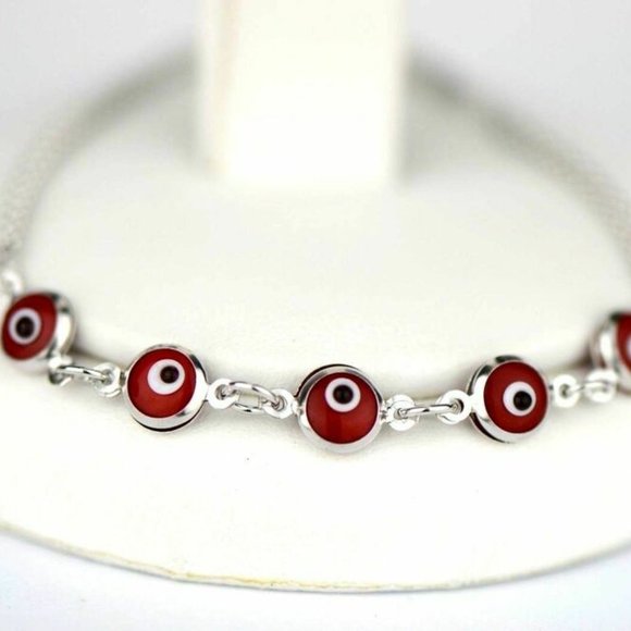 14k Yellow or White Gold Evil Eye 7" Bracelet - Picture 2 of 11